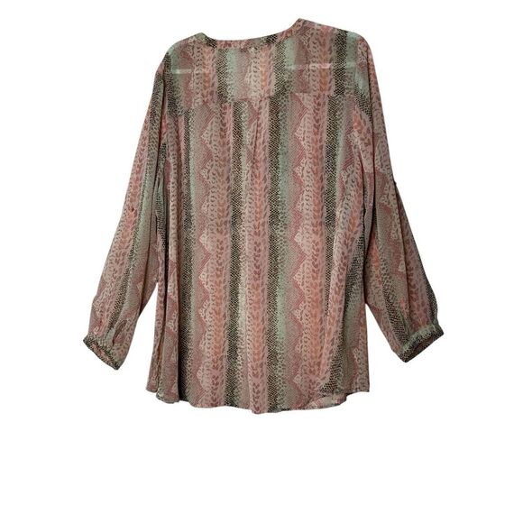 DanielRainn Blouse Women Tunic Top 2X Plus  Boho Comfort Grandmacore Translucent - Picture 2 of 8